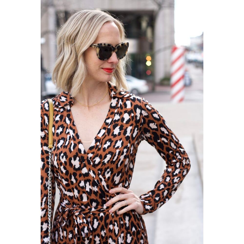Diane Von Furstenberg Jeanne Silk Leopard Jersey Wrap Dress